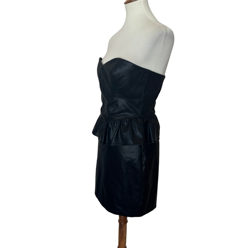 Shoshanna Black Faux Leather Mini Dress SMALL Cocktail Party Designer $365 - Picture 7 of 11